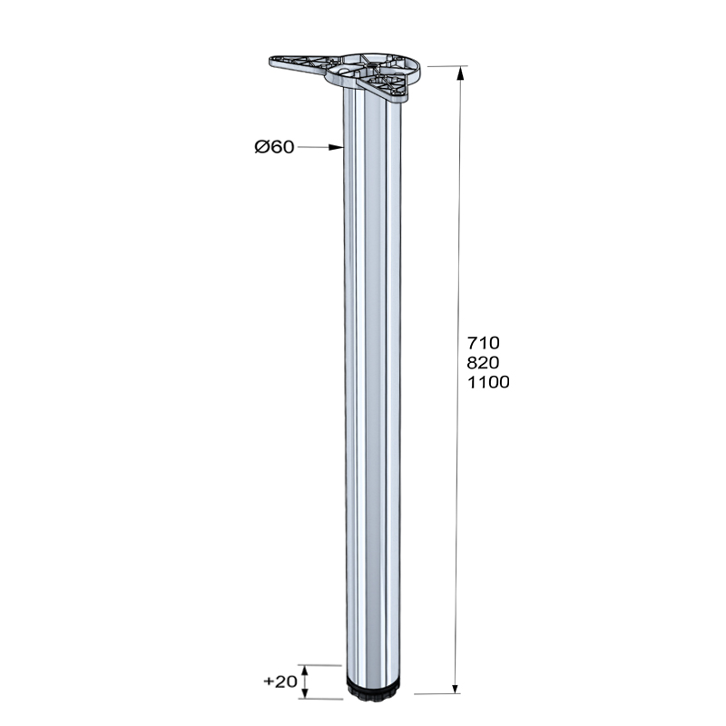 TABLE LEG CRB D.60 / CHROME